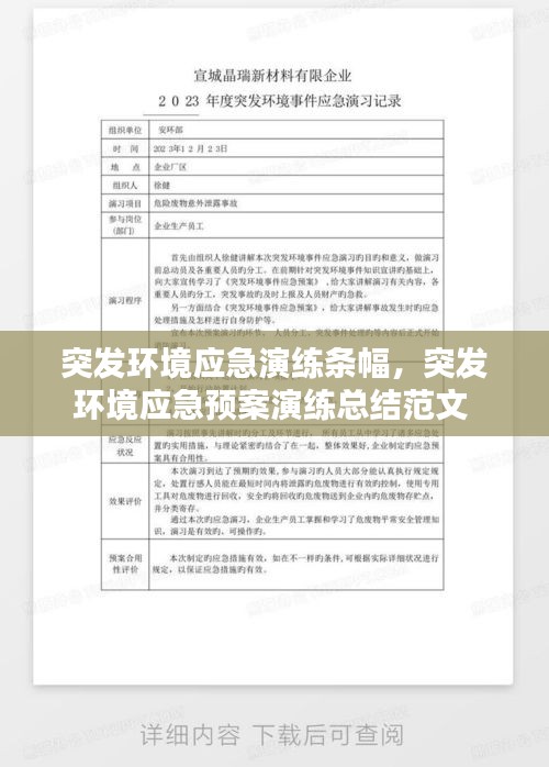 突發(fā)環(huán)境應(yīng)急演練條幅，突發(fā)環(huán)境應(yīng)急預(yù)案演練總結(jié)范文 