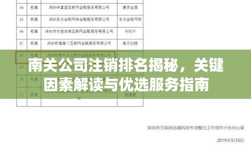南關(guān)公司注銷排名揭秘，關(guān)鍵因素解讀與優(yōu)選服務(wù)指南