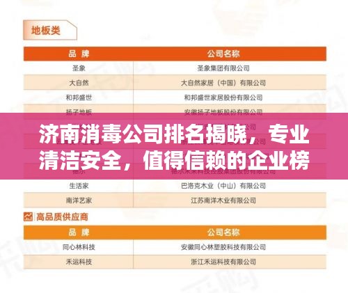 濟南消毒公司排名揭曉，專業(yè)清潔安全，值得信賴的企業(yè)榜單！