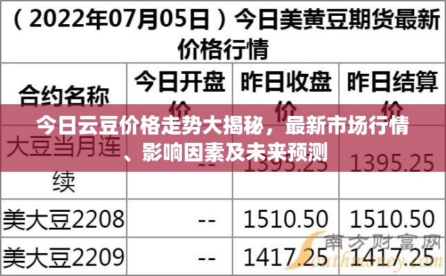今日云豆價(jià)格走勢大揭秘，最新市場行情、影響因素及未來預(yù)測